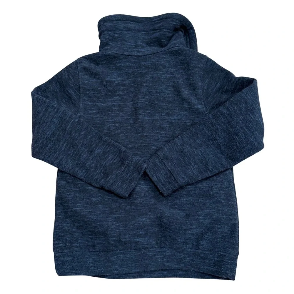 AIGLE MIDOUZE JR Kids‎ Fleece Pullover Sweatshirt Mock Neck Snap Buttons Blue